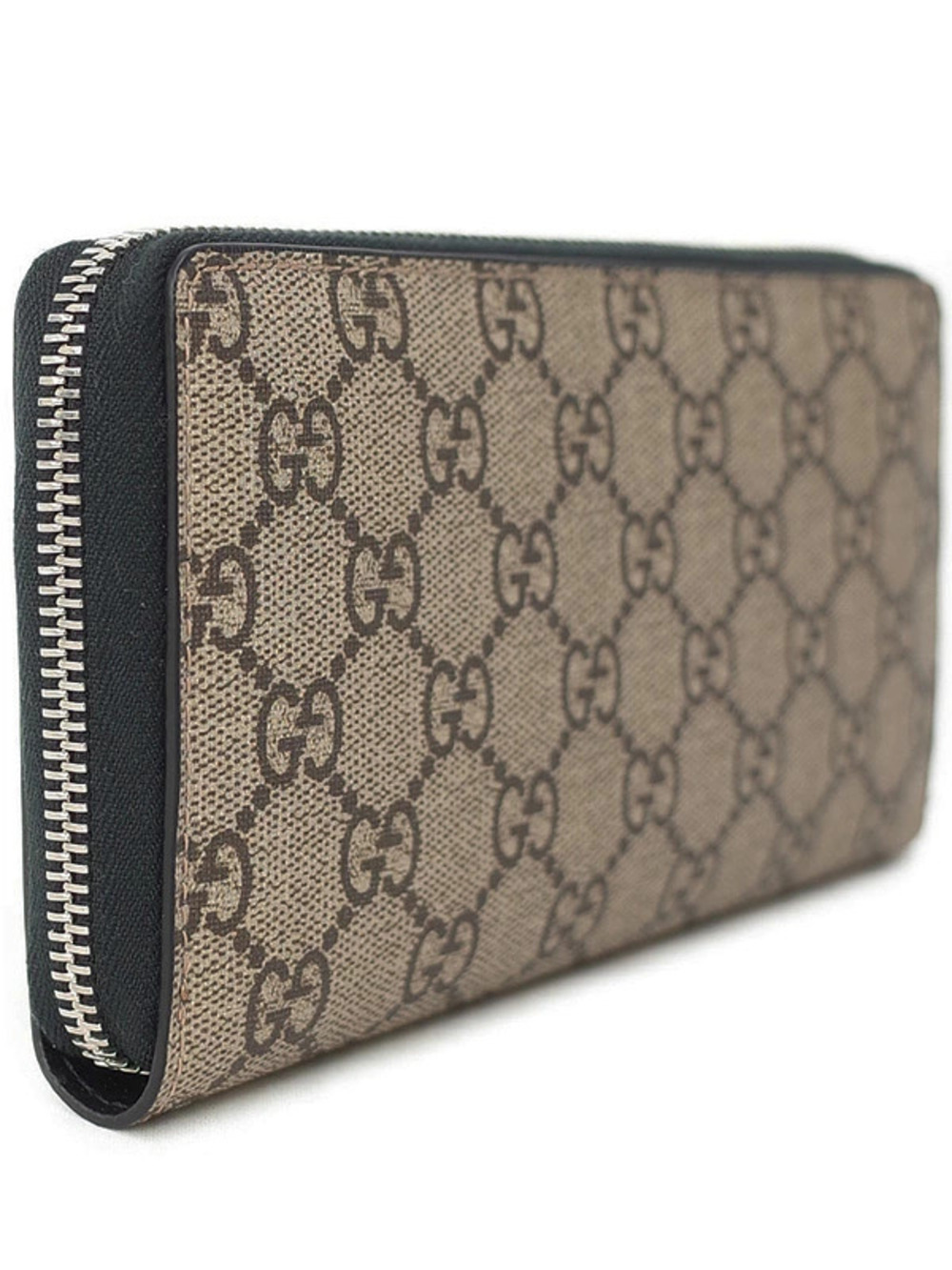 Gucci Long Zipper Around Kingsnake Supreme GG Round Zip Wallet Black